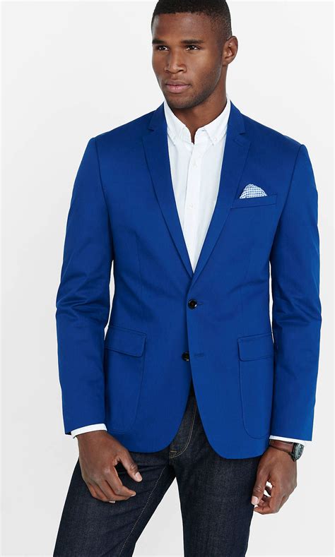 blue blazer with white shirt.